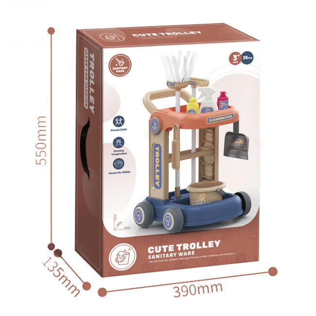 35pcs DIY Cute Sanitary Ware House Keeping Hand Carts Trolleys Role Play Pretend Play Kids Cleaning Toy Set Kitchen toy