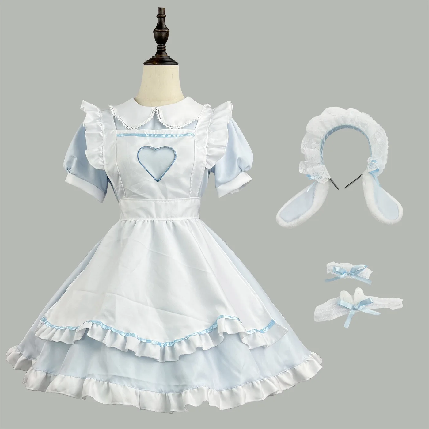 Original super cute hollow love rabbit maid Lolita COSPLAY costume big size