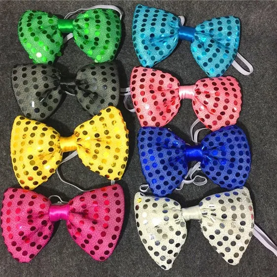 Cheap Party Supply Props Colorful Led Flashing Bow Ties Sequin Led Neck Tie Wholesale