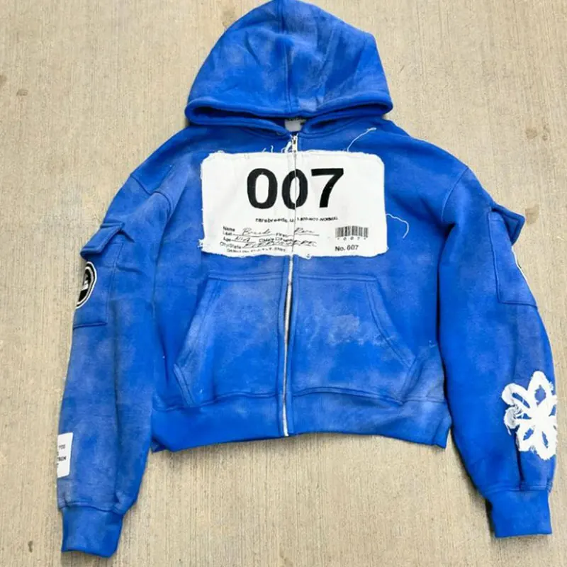 Drop shoulder 3d embroidery applique custom french terry 100% cotton heavyweight 600gsm boxy cargo pocket hoodie for men