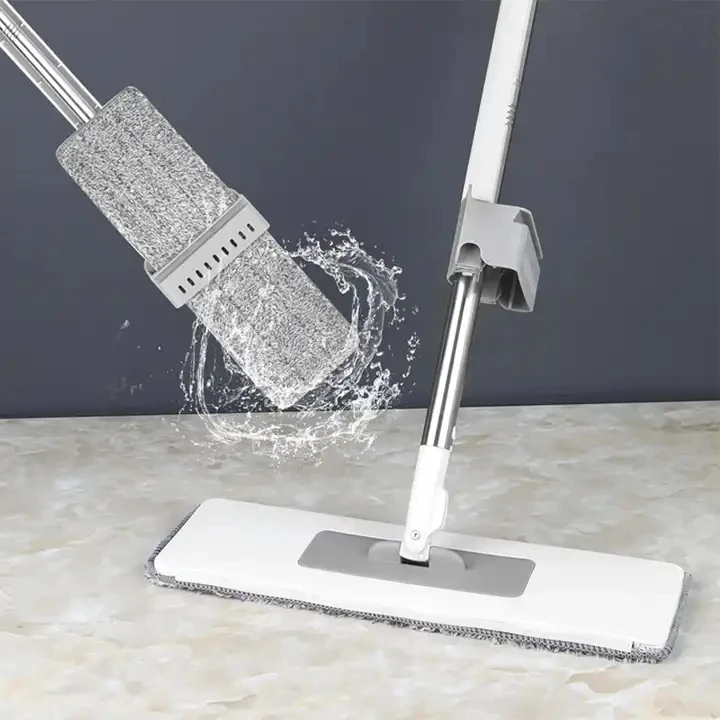 Flat Mop Bucket Free Hand Washing Lazy Squeeze Mop Automatic Spin 360 Rotating Wooden Floor Mop Household Cleaning Tool