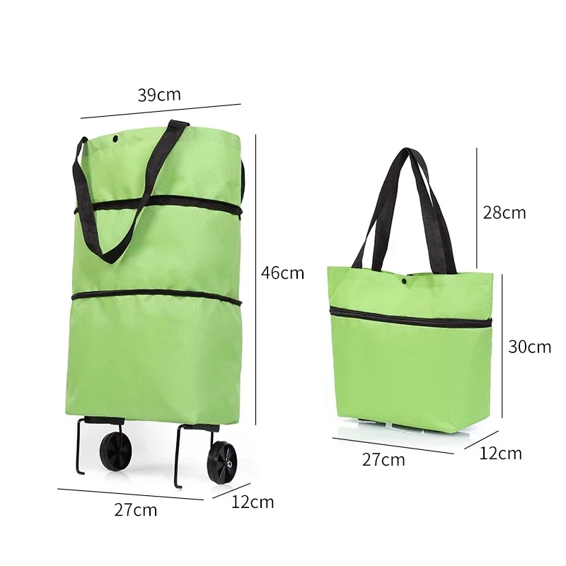 Foldable Trolley Sundries Bag Shopping Cart Reusable Grocery Shopping Box Bags with Wheels