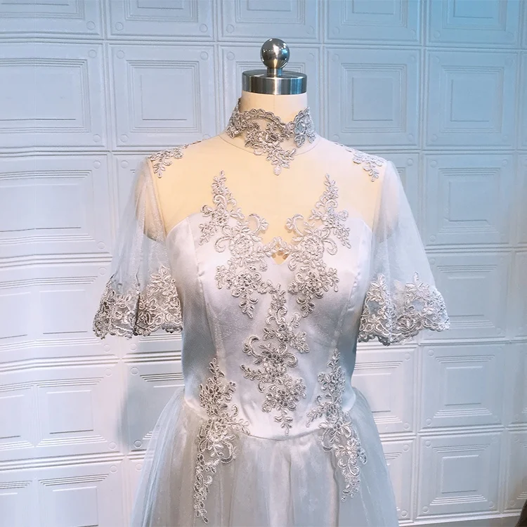 bridesmaid robe de mariage sirenes 2020  flower girls dresses lace gray color short gowns plus sizes