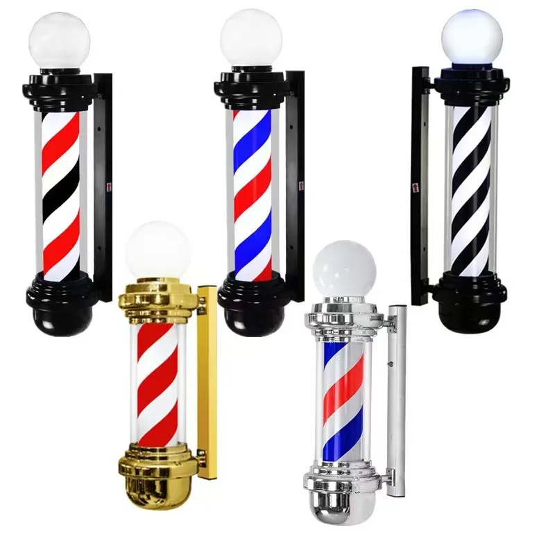 Classic Barber Pole Rotating LED Stripes Light Hair Salon Open Sign Red White Blue Waterproof Indoor Outdoor