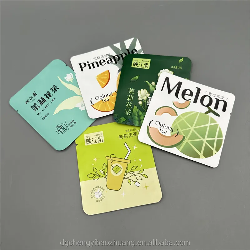 Heat Seal Custom Logo Tea Bag Drip Coffee Packaging Powder bag 3 Side Seal Sachets For Energy Granola Bar