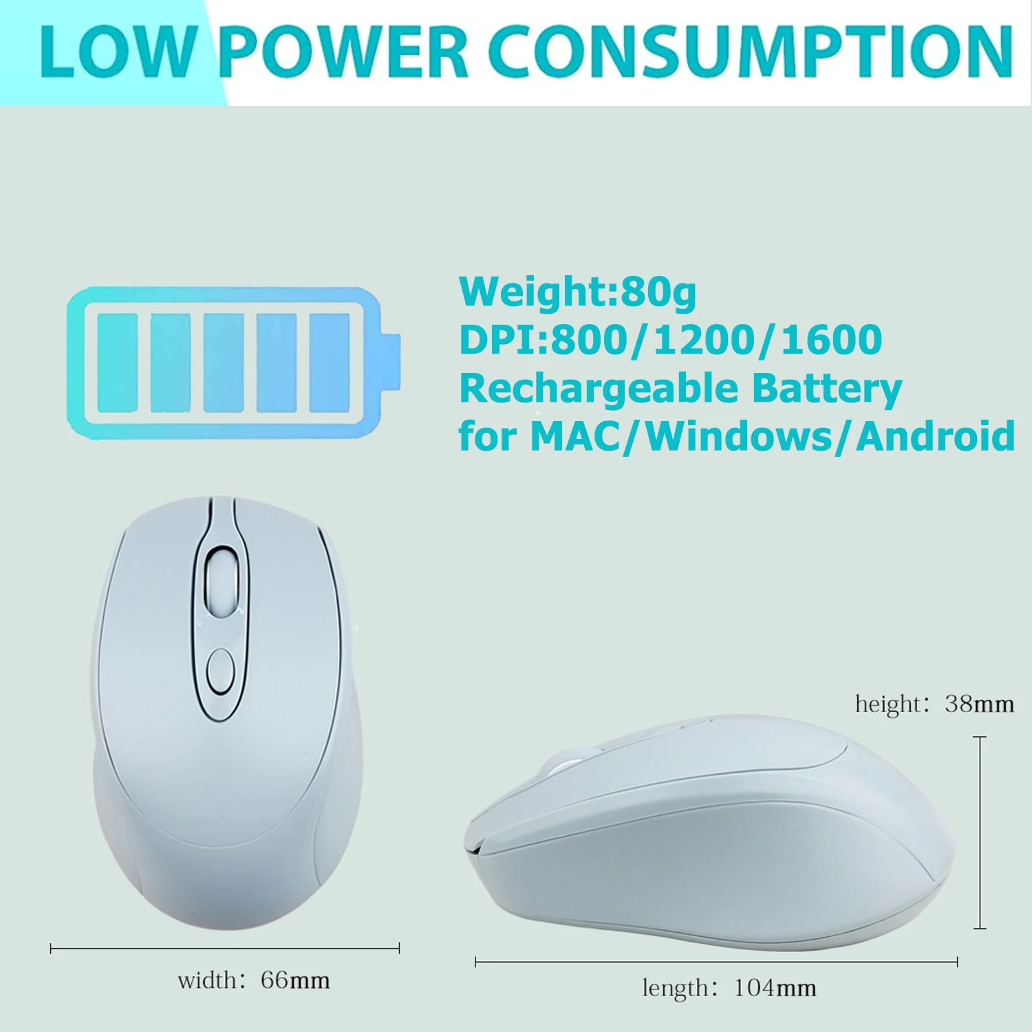 Advance Quality Dual-Mode Silent Mini 2.4G Usb Optical Ergonomic Rechargeable BIuetooth Wireless Mouse