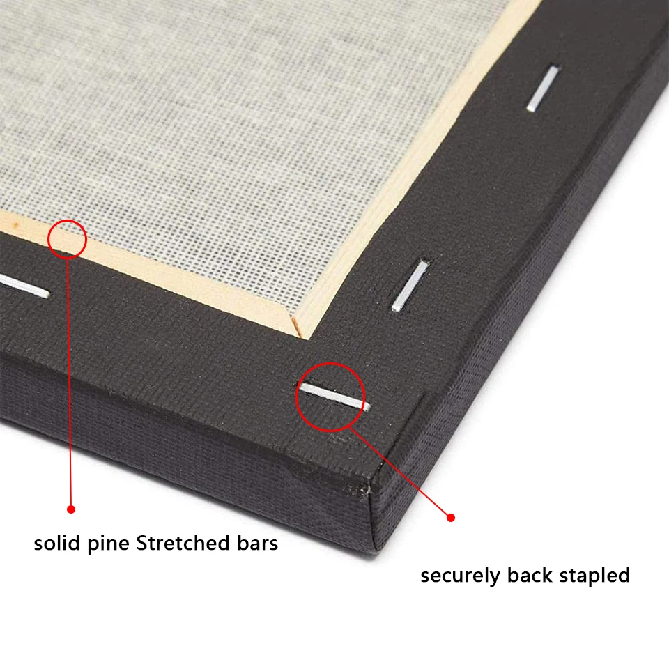 Tercel blank Stretched Canvas Pure Cotton Wood Frame Black Wholesale Stretched Canvas for Painting