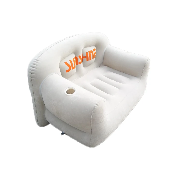 Custom Furniture Floding Inflatable Bedroom Sofa Chair Lounge Back Double Seat Flocking Inflatable Sofa