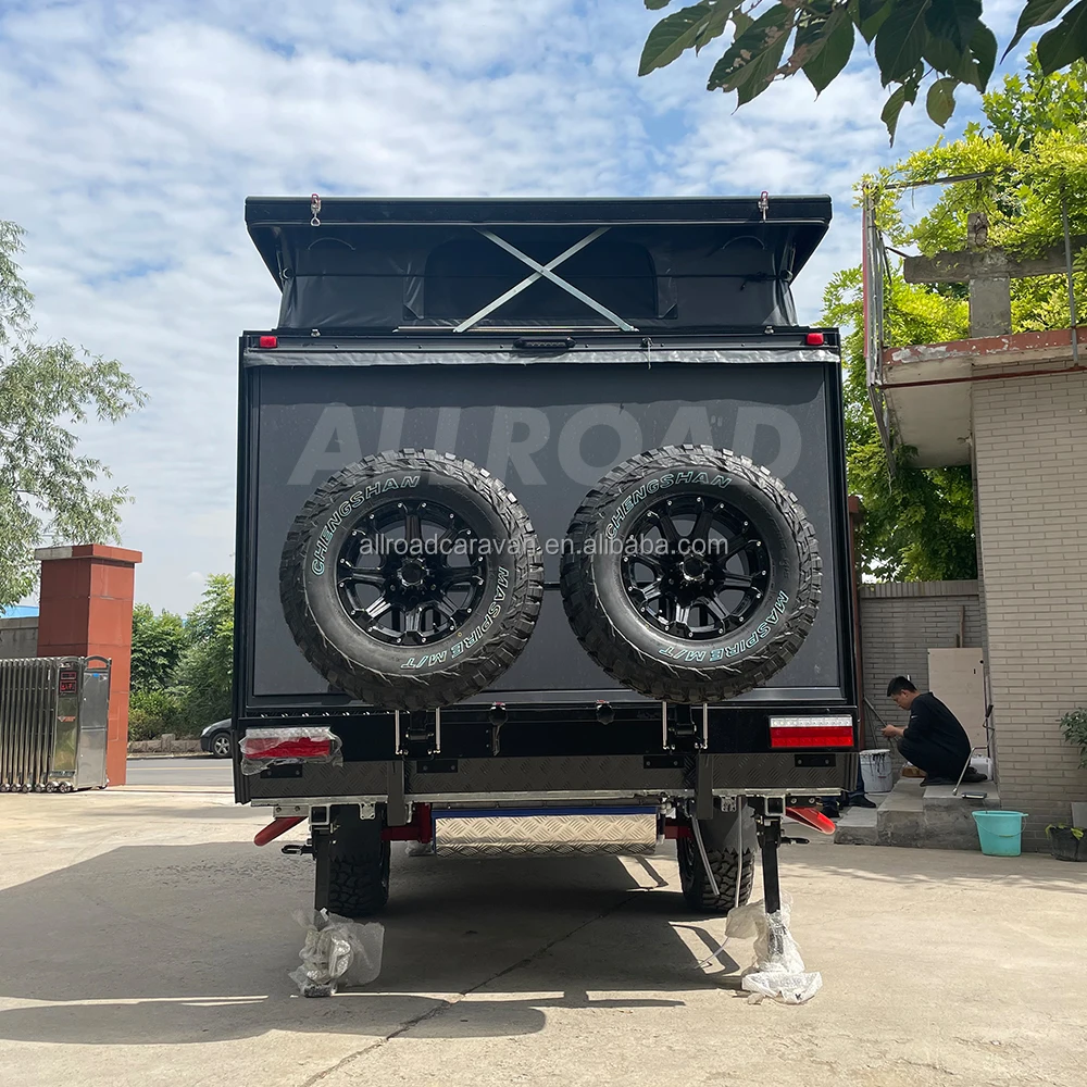 Custom Hybrid Caravan Camper Trailer Pop Top Travel Trailer Off Road Caravan Camping  Trailer with Aluminium Composite Panels
