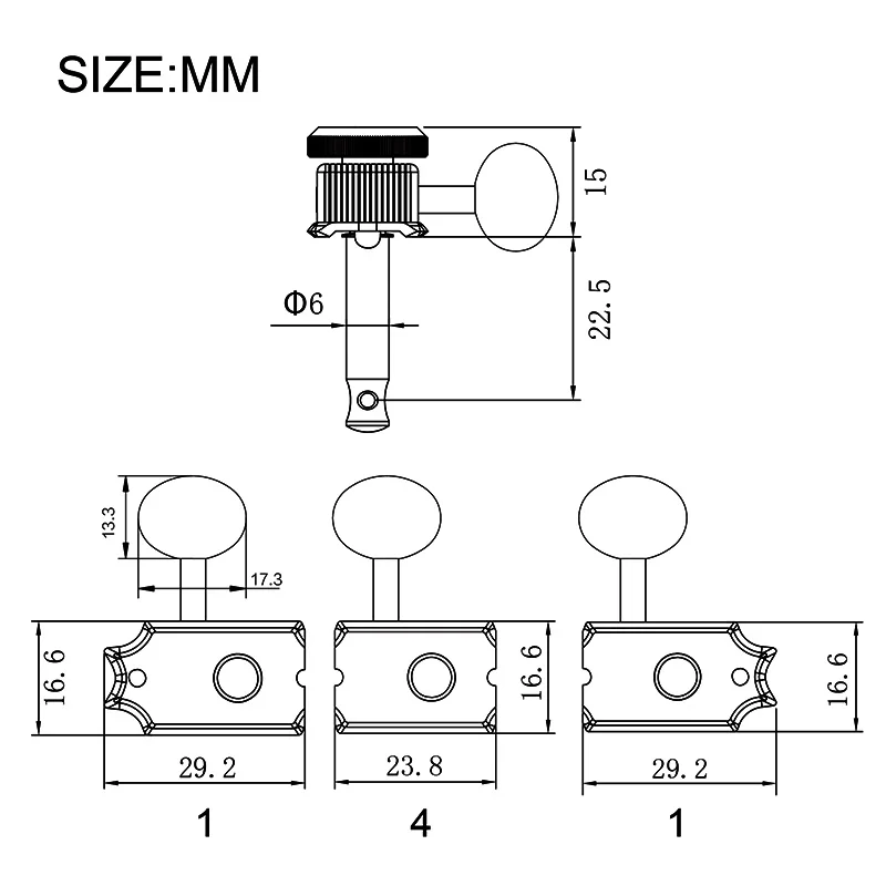 SAPHUE  Vintage GuitarTuning Key Pegs  6 Inline Guitar Lock String Tuners 1:15 Machine Heads Replacement for Electric Guitar