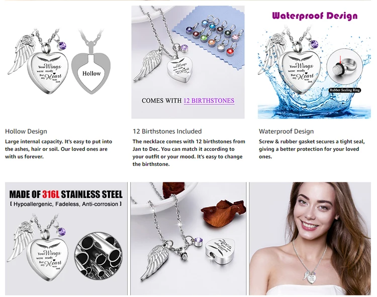 Subli-forward Custom Love Memorial Urn Cremation Jewelry Sublimation Blank  Photo Picture Pendant Necklace