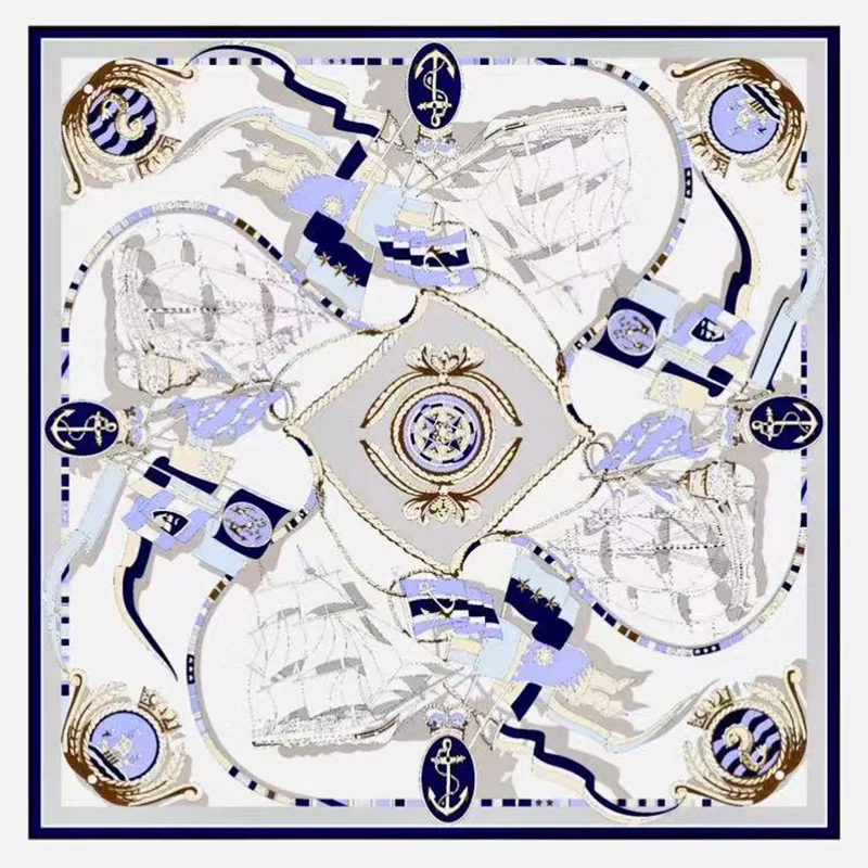 Ready to Ship 90*90cm Romantic Print Lightweight  Women big square Shawl Wrap scarf for ladies