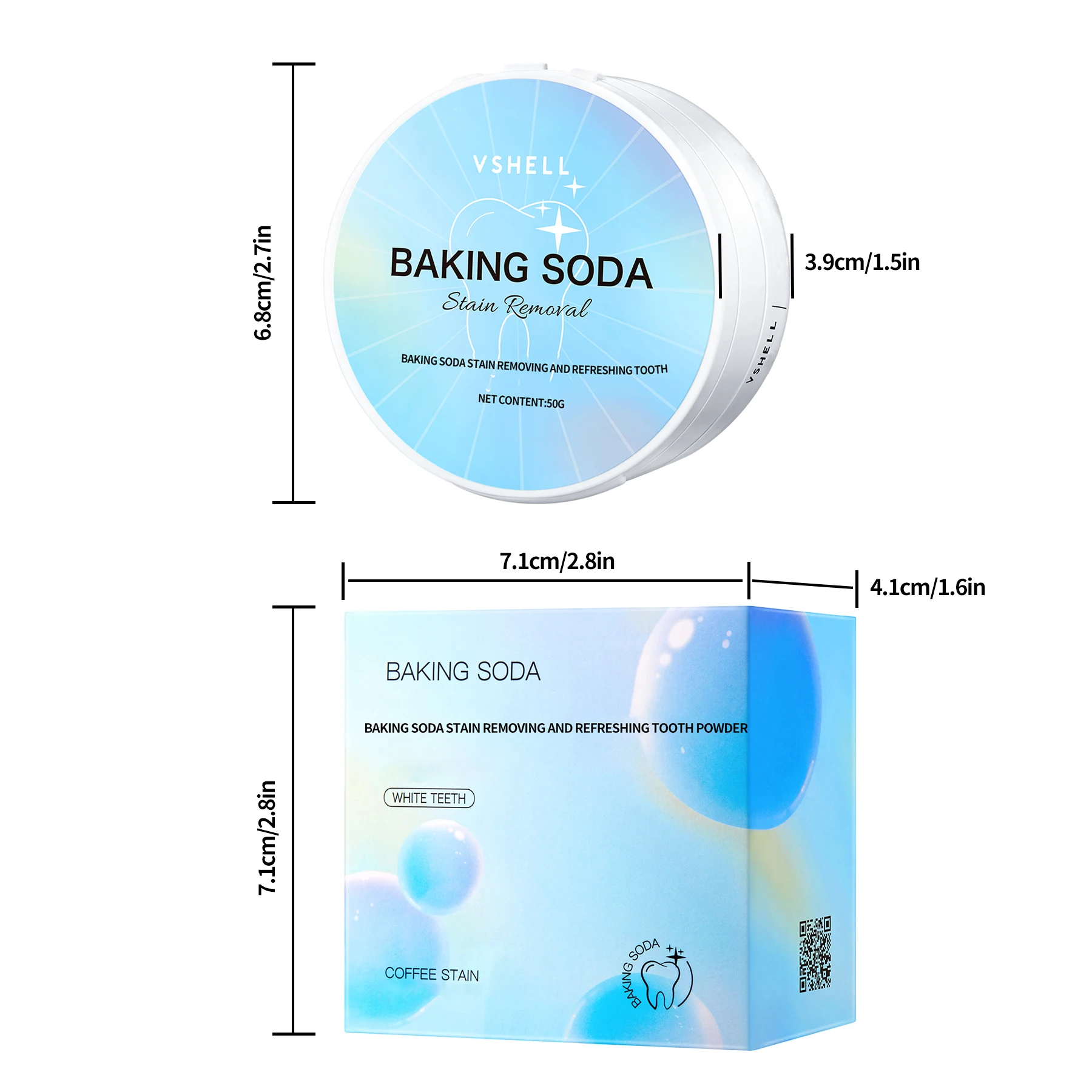 Wholesale Fresh Breath Soda Tooth Powder Vitamin C Brightening White Tooth Powder 50G