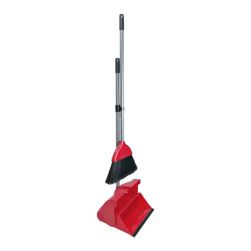 Wholesale Steel Long Handle Dust Pan Broom Set with PET Fiber Broom Head Home Use Plastic Broom Dustpan Household Cleaning