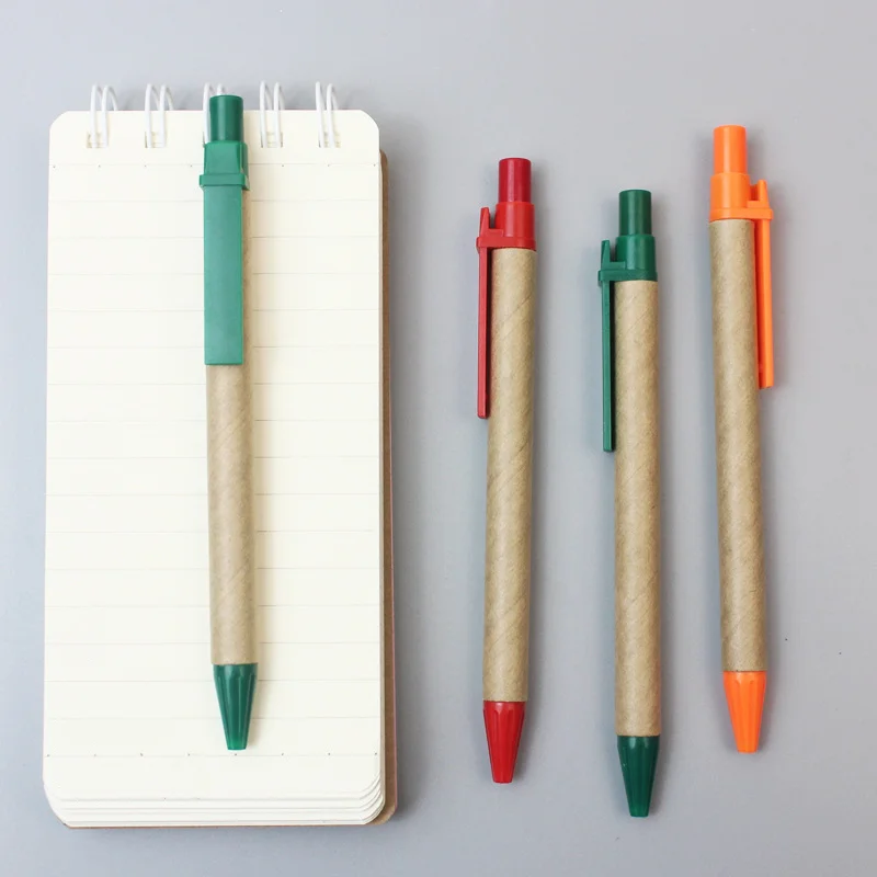 Wholesale Bulk Promotional Paper Pen Custom Logo Eco Friendly Cardboard Tube Ballpoint Pens