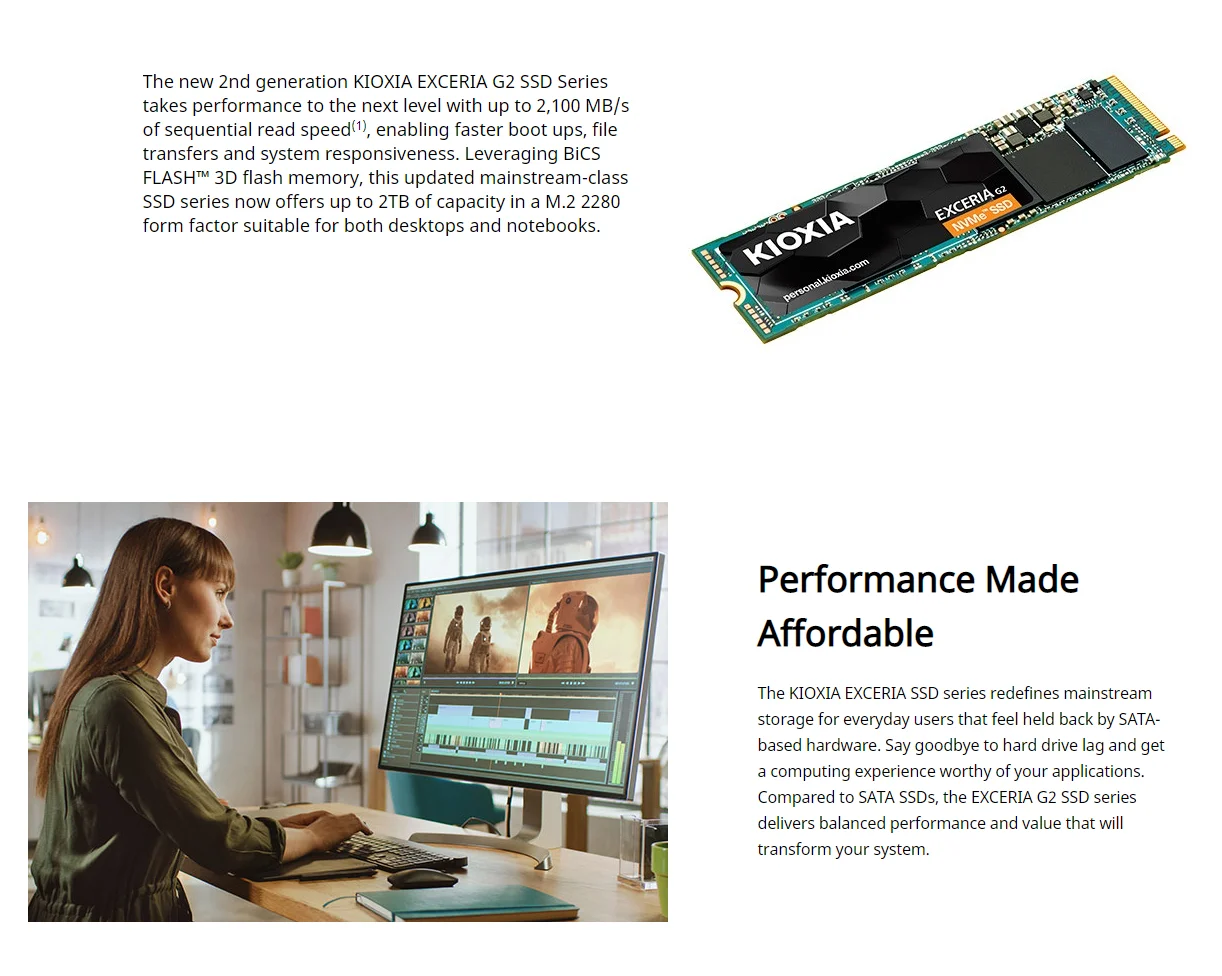 100% Original Kioxia Ssd Rc20 Hard Drive 250g 1t 500g Solid State Disk Ssd Nvme.m2 Exceria G2 Nvme Serie For Laptop Pc