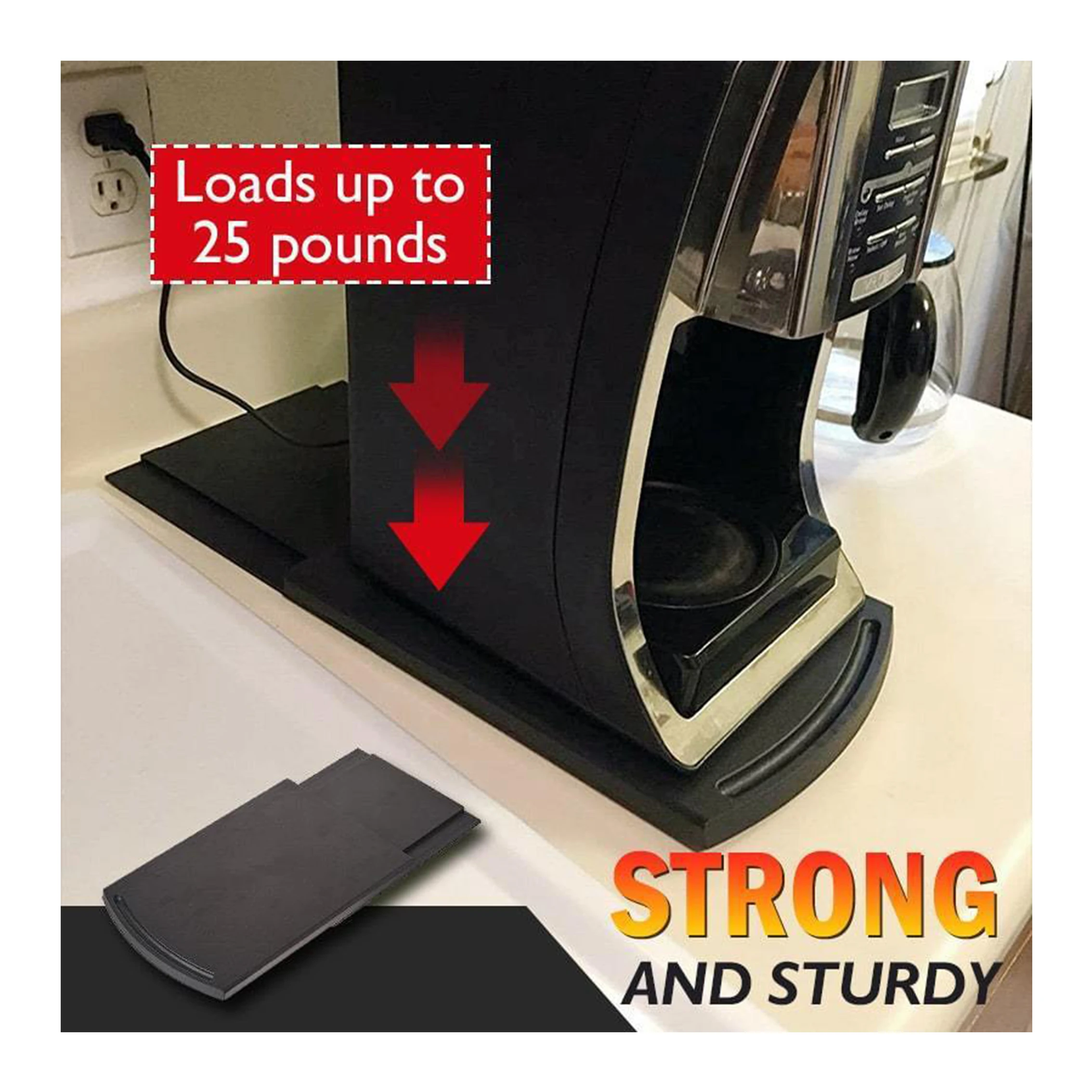 Coffee Machine Parts Handy Sliding Tray for Coffee Maker, Moving Caddy, Countertop Slider with Smooth Rolling Wheels