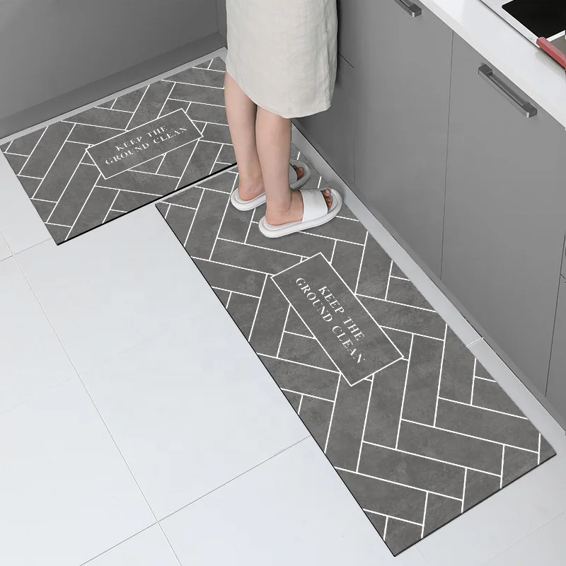 Kitchen floor mats household oil-absorbing non-slip mats home foot mats Nordic minimalist kitchen floor carpets
