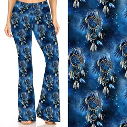 Custom Design High Waist Plus Size Women Digital Printed Bell Bottom Black Galaxy Vintage Flare Wide Leg Pants Trousers