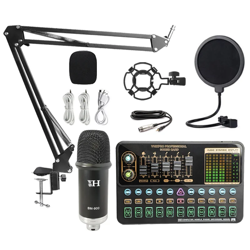 
BM800 Professional Condenser Microphone with Sound Card VE10XPRO Sound Card set for webcast live recording 