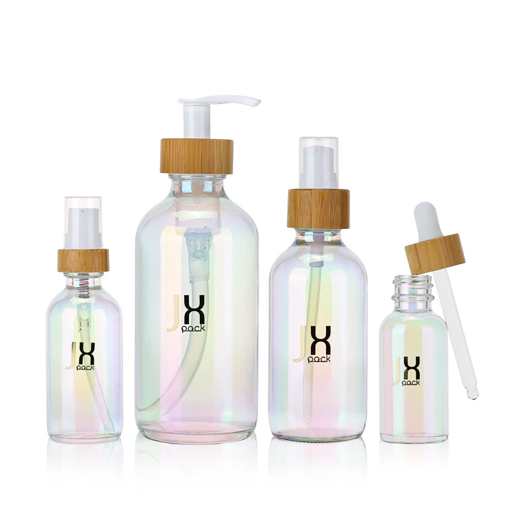 30 60 90 120 250 ml bamboo cosmetic spray bottle packaging 1 2 3 4 8 oz frosted glass boston round lotion serum pump bottle