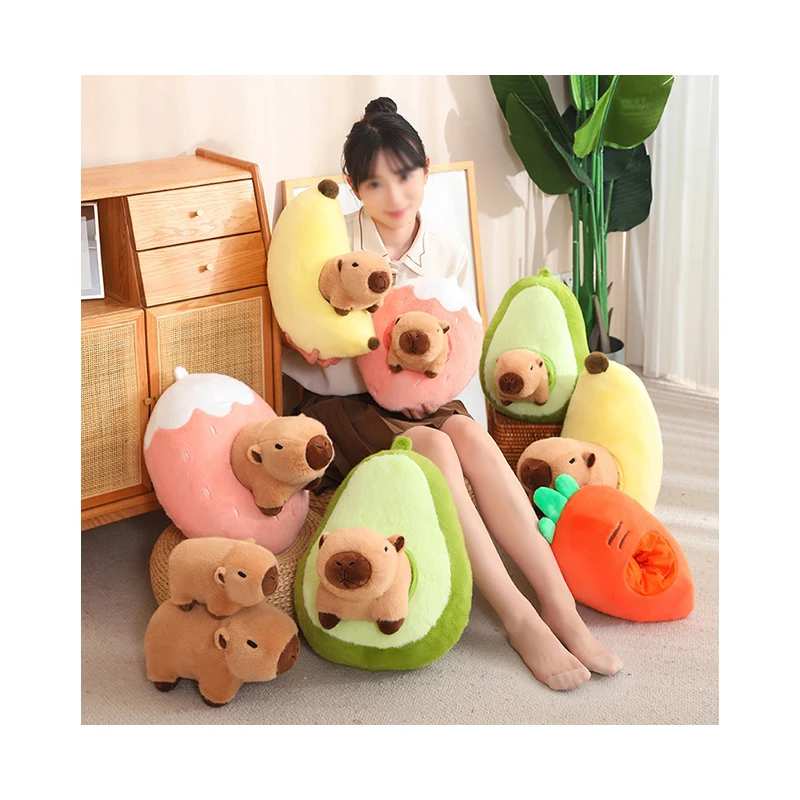 Avocado stuffed Toy Plush Capybara Doll Sleeping Pillow Large Plushie Holiday Xmas Gift Kawaii Creative Fruit Cushion