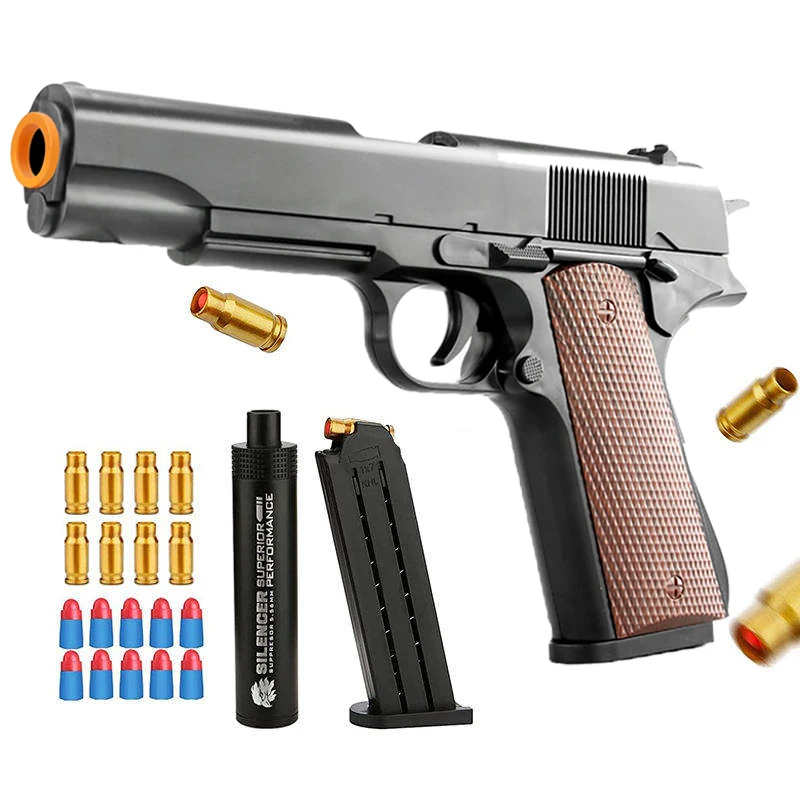Popular 1911 Shell Ejecting Soft Bullet Toy Gun For Kids Safety Air soft Toys Foam Darts Blasters Small Pistol Model Toys