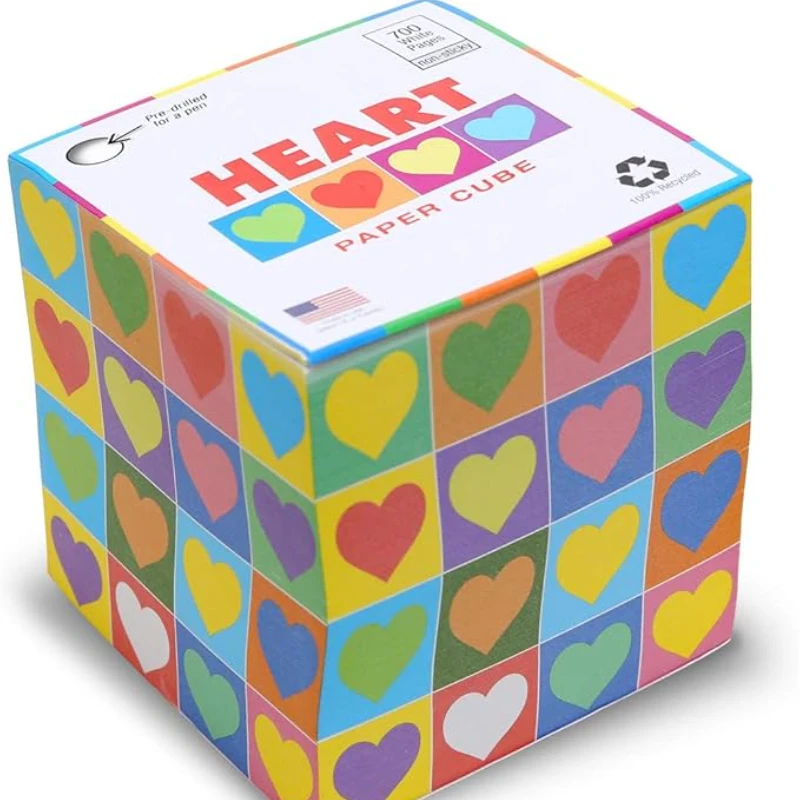 Adhesive Note Block Pallet Custom Logo Printed with pen hole on Square Memo Pad Cubes