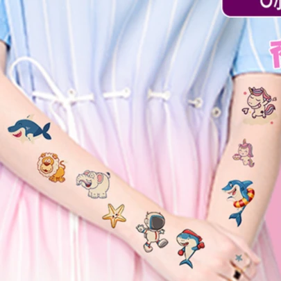 Cartoon luminous children tattoo stickers dinosaur mermaid  forest animal face stickers custom