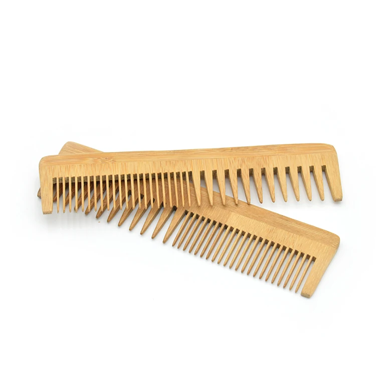 Bamboo Wide Tooth Comb Handmade Hair Detangling Curly Comb With Custom LOGO