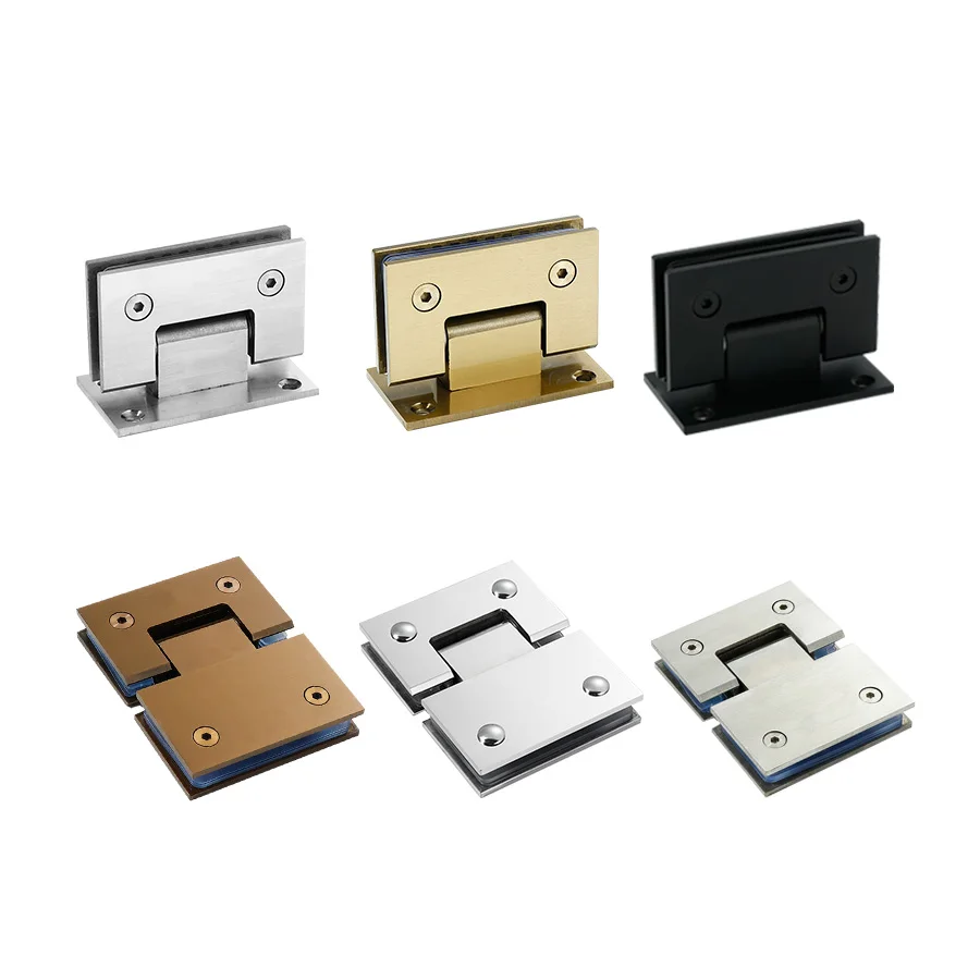 Chrome Brushed Nickel Matte Black Gold Satin Brass Heavy Duty Adjustable Screen 90 Degree Glass To Wall Shower Door Hinge
