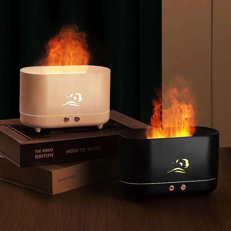 2022 New arrivals Cool Mist Usb Led room Aroma Essential Oil Diffuser Portable h2o air change color fire flame humidifier