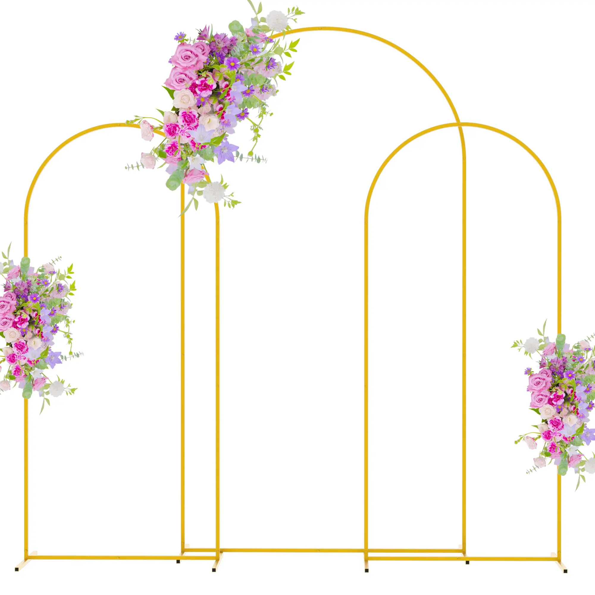 Party Supplies Birthday Anniversary Background Deco 7.2FT 6FT 6FT Weeding Arch Backdrop Stand Set of 3 Gold Metal Arch Frame