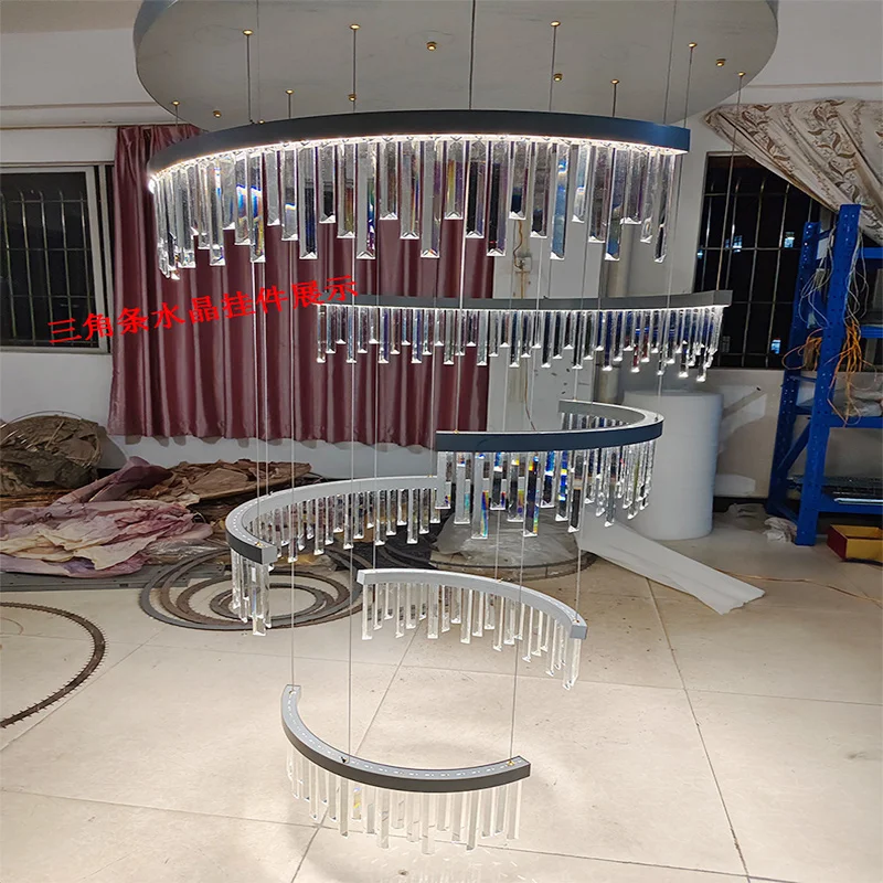 Modern Living Room and Bedroom Decor Hanging Lamp Luxury Staircase Crystal Chandelier Spiral Crystal Ceiling Lamp
