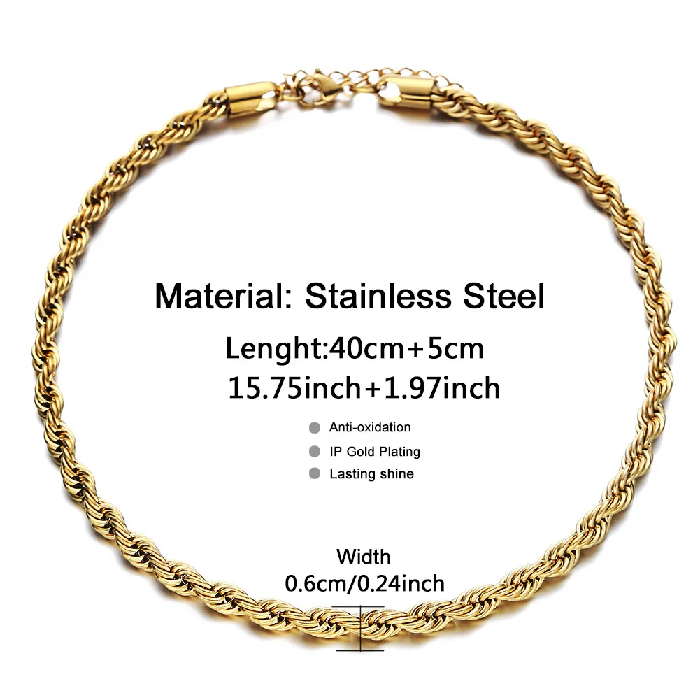 Non tarnish necklace Stainless steel twist chain necklace female hip-hop punk style personality clavicle sweater chain