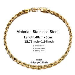 Non tarnish necklace Stainless steel twist chain necklace female hip-hop punk style personality clavicle sweater chain