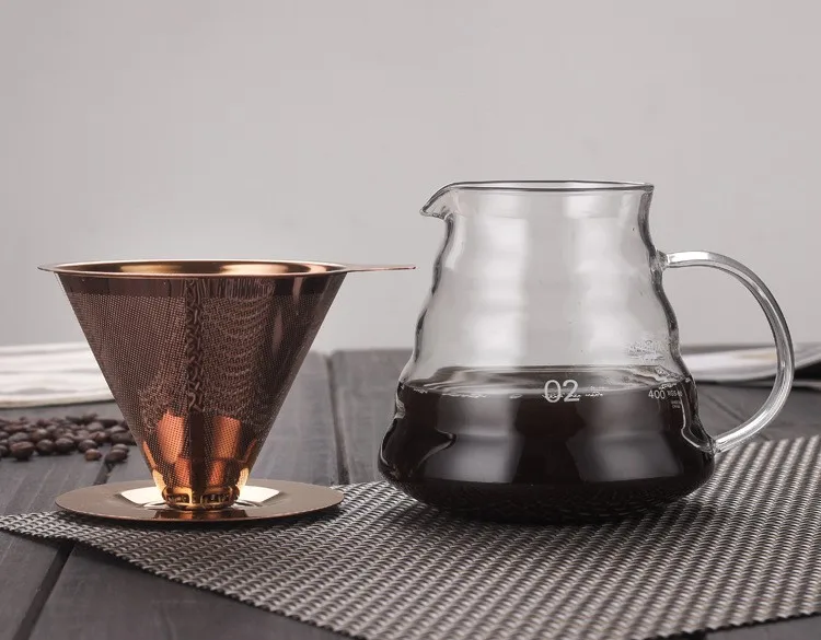 Coffee Maker Heats Water Coffee Filter Bag 4 Cups Glass Coffee Pot with Stainless Steel Filter Portable Glass Kettle Transparent
