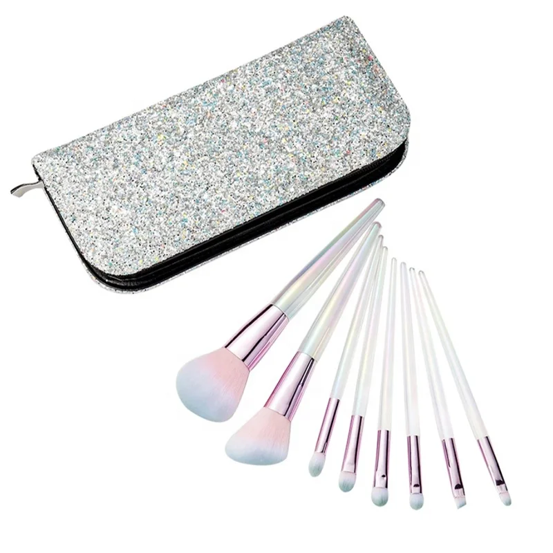 8pc Vegan Holographic Beauty Cosmetics Makeup Brushes Set With Case