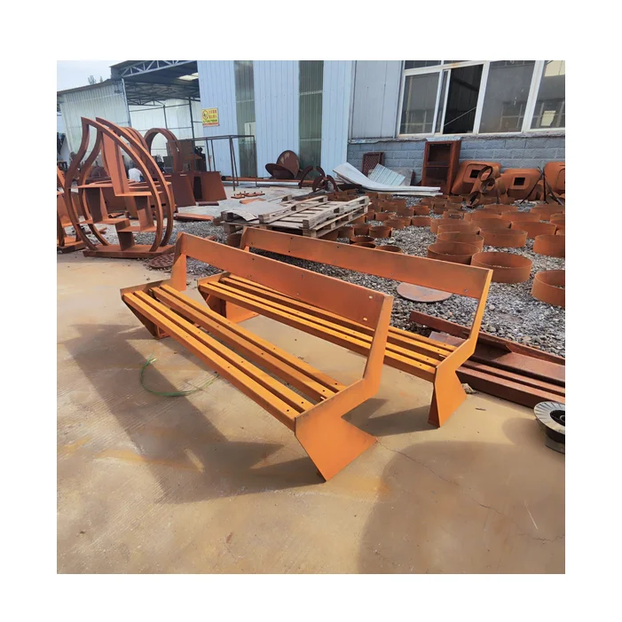Outdoor Corten Leg Bench Corten Steel Bench Planter Park Seat Public Commercial Seating Bench Outside