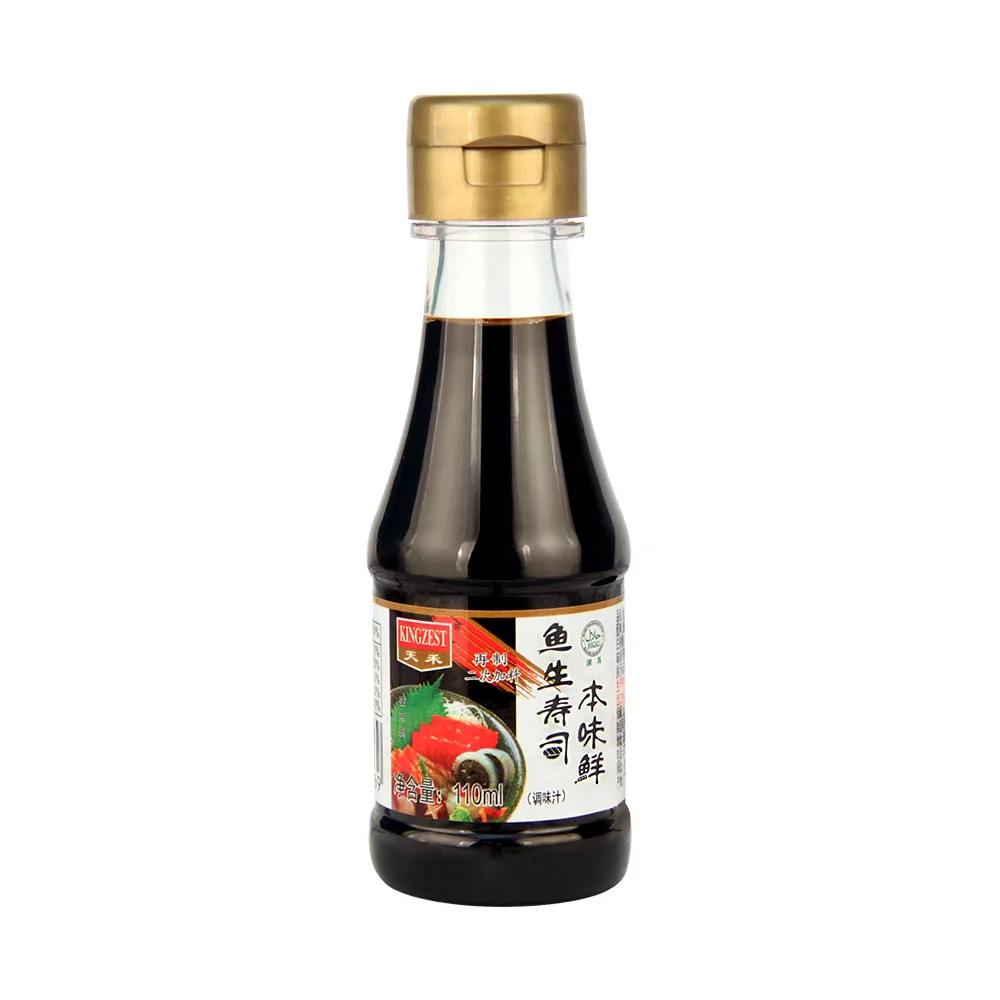 
KINGZEST Good Quality 200ml glass bottle NON-GMO good taste sushi and sashimi soy sauce 