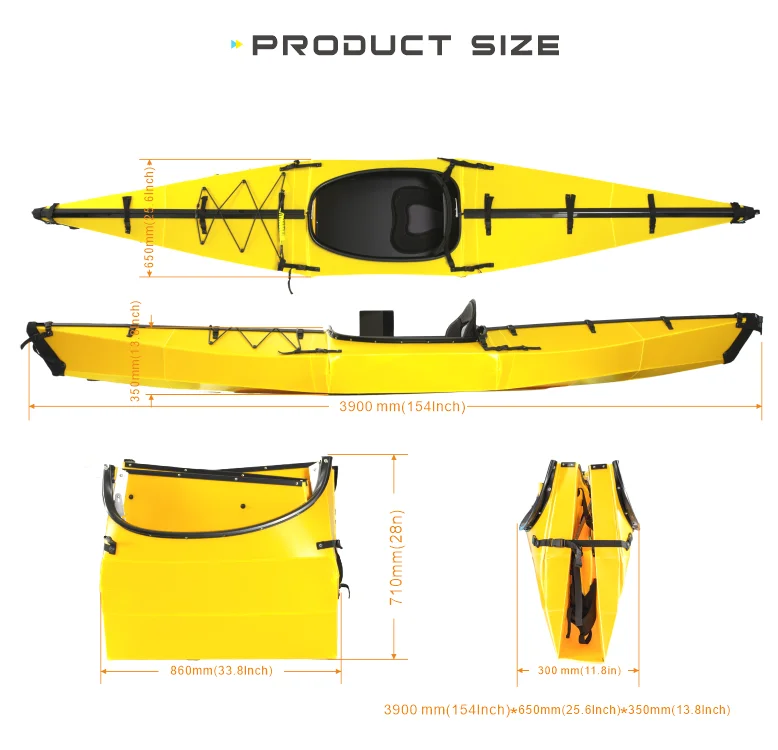 2021 Factory wholesale Terravent Foldable kayak 13ft single seat disassembled Origami Fold Folding Fishing Canoe Kayak For Sale