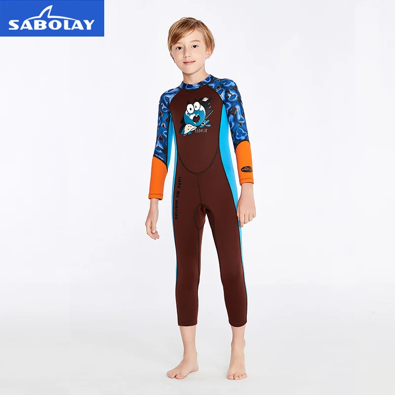 Новый дизайн 2021, детский комбинированный теплый неопреновый гидрокостюм на молнии для мальчиков с защитой от солнца, свободный гидрокостюм для дайвинга