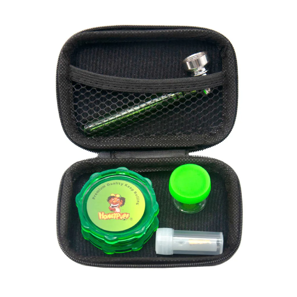 Smell Proof Portable Plastic Grinder Weed Set Bamboo Smoke Novo Kit 2 Smoking Pipes Set Stash Jar Weed Container