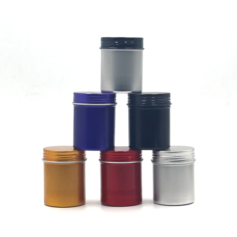 Empty tall round 80g 80ml cosmetic empty cream metal aluminum tin jar with screw clamp lid for cosmetic candles cream hair wax