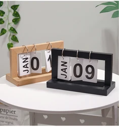 Simple Design Creative Wooden Desk Calendar Desk Office Decor Small Decorative Items Calendar Vintage Style Home Office Study