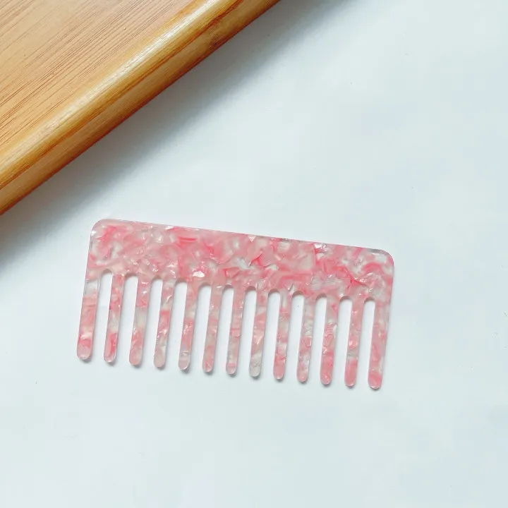 Wholesale 3Pcs Pink Personalized Wide Tooth Cellulose Acetate Comb Set