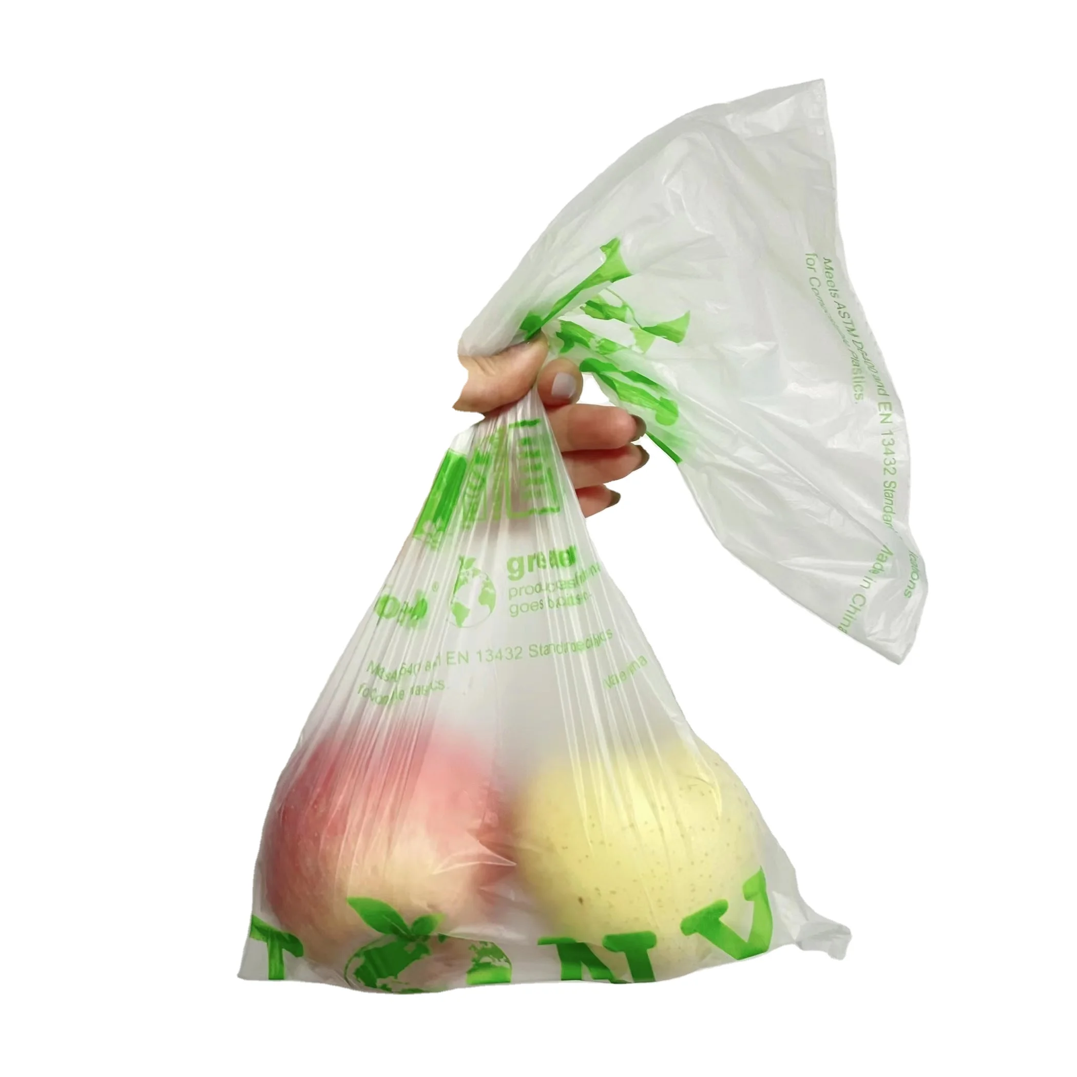 Wholesale OEM and ODM 100% Compostable Fruit And Vegetable Packaging Bag For Grocery Store Biodegradable vegetable bag
