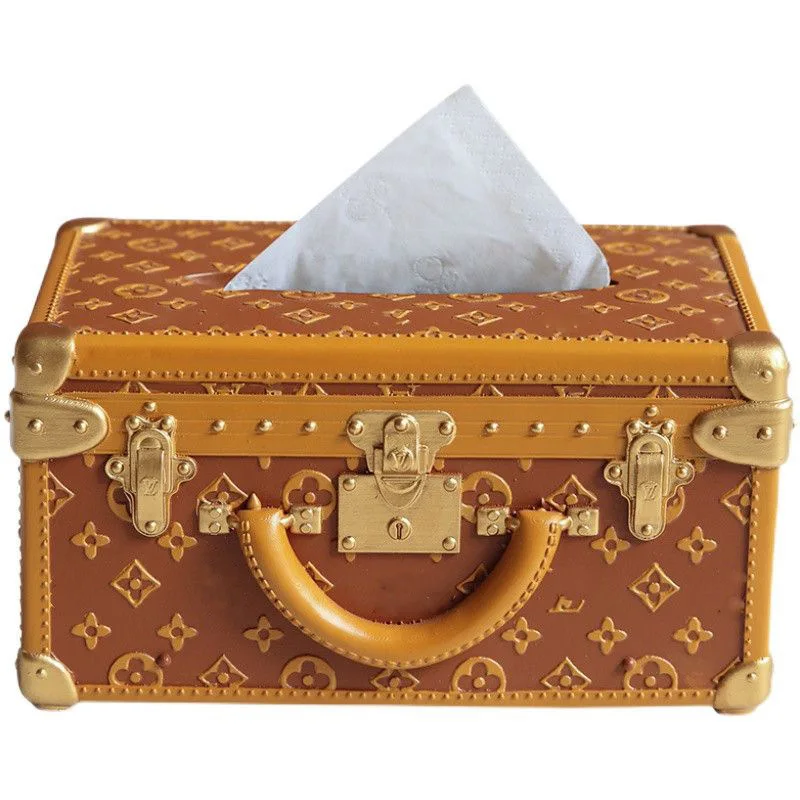 Rectangular resin Tissue Box Cover luxury Elegant Design brown storage box Paper Napkin Holder for table Toilet Bath