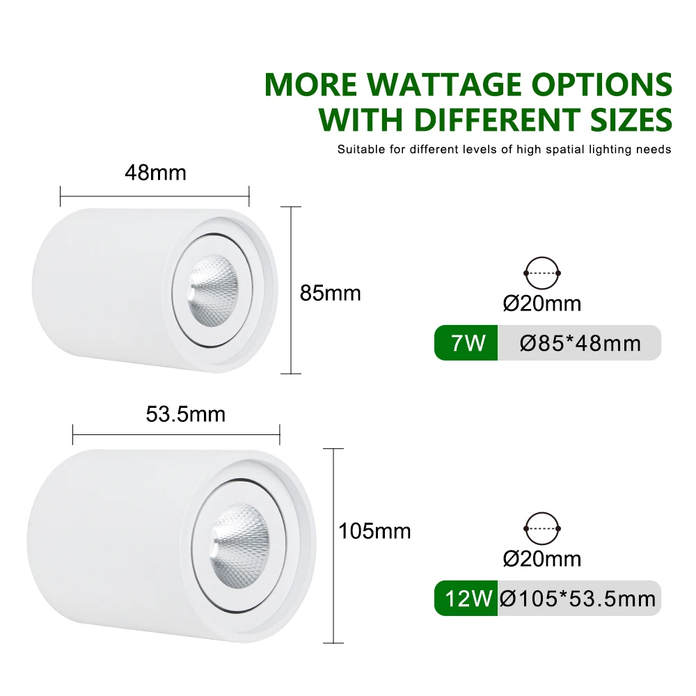 OKELI 220V White Round Living Room Surface Mounted COB Downlights