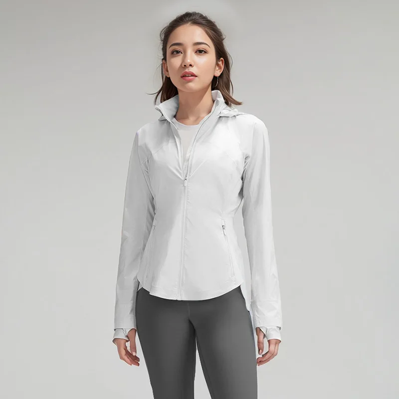 New lulu yoga clothing summer outdoor sun-protective lulu coat breathable lulu sports jacket with hooded shade